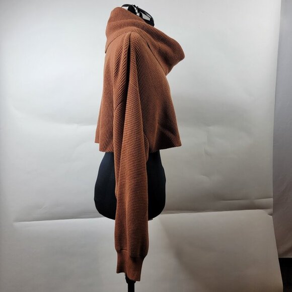 Planet by Lauren G Rust Brown Oversized Cropped Cowl Neck Sweater One Size - Picture 4 of 12